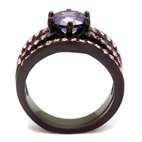 Womens Coffee Brown Ring Anillo Cafe Para Mujer 316L Stainless Steel with AAA Grade CZ in Amethyst Capua Greco - Jewelry Store by Erik Rayo