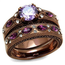 Load image into Gallery viewer, Womens Coffee Brown Ring Anillo Cafe Para Mujer 316L Stainless Steel with AAA Grade CZ in Amethyst Carpi - Jewelry Store by Erik Rayo
