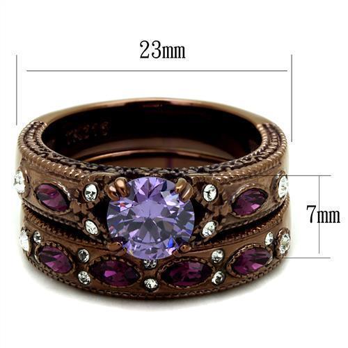 Womens Coffee Brown Ring Anillo Cafe Para Mujer 316L Stainless Steel with AAA Grade CZ in Amethyst Carpi - Jewelry Store by Erik Rayo