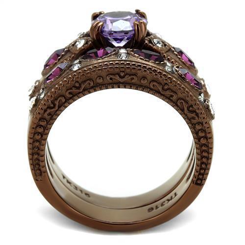 Womens Coffee Brown Ring Anillo Cafe Para Mujer 316L Stainless Steel with AAA Grade CZ in Amethyst Carpi - Jewelry Store by Erik Rayo