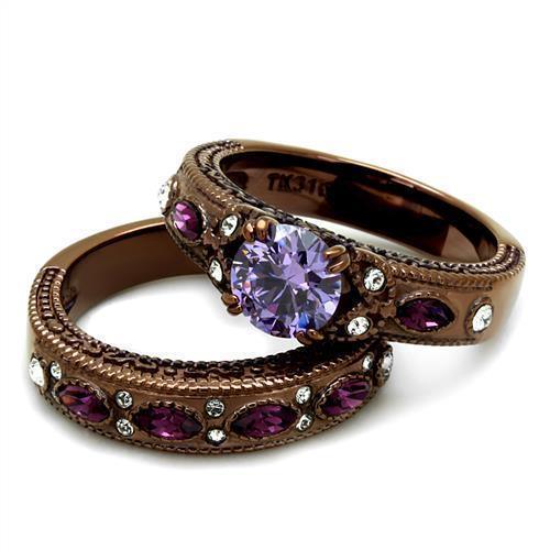 Womens Coffee Brown Ring Anillo Cafe Para Mujer 316L Stainless Steel with AAA Grade CZ in Amethyst Carpi - Jewelry Store by Erik Rayo