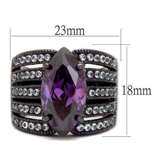 Womens Coffee Brown Ring Anillo Cafe Para Mujer 316L Stainless Steel with AAA Grade CZ in Amethyst Vasto - Jewelry Store by Erik Rayo
