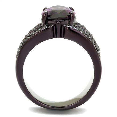 Womens Coffee Brown Ring Anillo Cafe Para Mujer 316L Stainless Steel with AAA Grade CZ in Amethyst Vasto - Jewelry Store by Erik Rayo