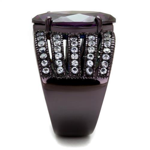 Womens Coffee Brown Ring Anillo Cafe Para Mujer 316L Stainless Steel with AAA Grade CZ in Amethyst Vasto - Jewelry Store by Erik Rayo