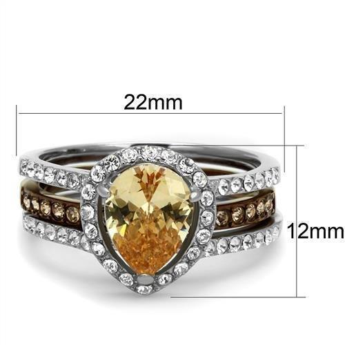 Womens Coffee Brown Ring Anillo Cafe Para Mujer 316L Stainless Steel with AAA Grade CZ in Champagne Castel - Jewelry Store by Erik Rayo
