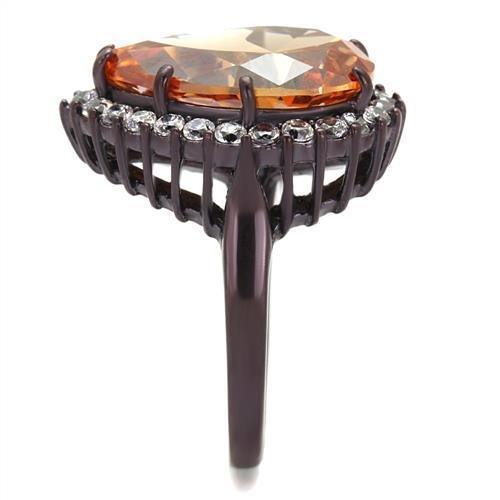 Womens Coffee Brown Ring Anillo Cafe Para Mujer 316L Stainless Steel with AAA Grade CZ in Champagne Ercolano - Jewelry Store by Erik Rayo