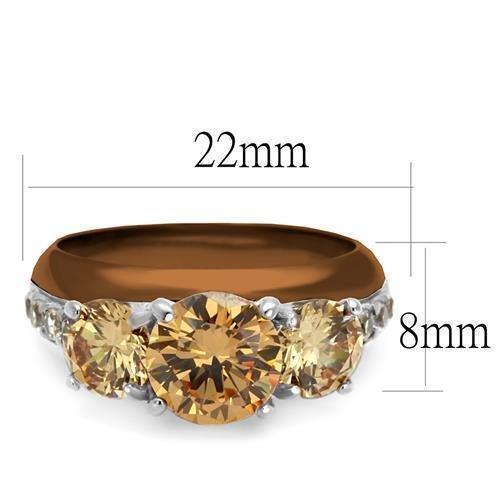 Womens Coffee Brown Ring Anillo Cafe Para Mujer 316L Stainless Steel with AAA Grade CZ in Champagne Stabia - Jewelry Store by Erik Rayo