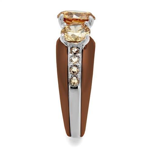 Womens Coffee Brown Ring Anillo Cafe Para Mujer 316L Stainless Steel with AAA Grade CZ in Champagne Stabia - Jewelry Store by Erik Rayo