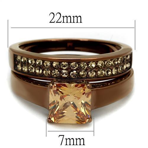 Womens Coffee Brown Ring Anillo Cafe Para Mujer 316L Stainless Steel with AAA Grade CZ in Champagne Tirreni - Jewelry Store by Erik Rayo