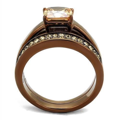 Womens Coffee Brown Ring Anillo Cafe Para Mujer 316L Stainless Steel with AAA Grade CZ in Champagne Tirreni - Jewelry Store by Erik Rayo
