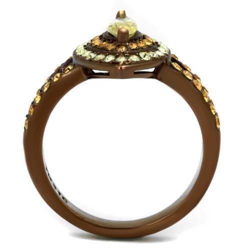 Womens Coffee Brown Ring Anillo Cafe Para Mujer 316L Stainless Steel with AAA Grade CZ in Citrine Yellow Gorizia - Jewelry Store by Erik Rayo