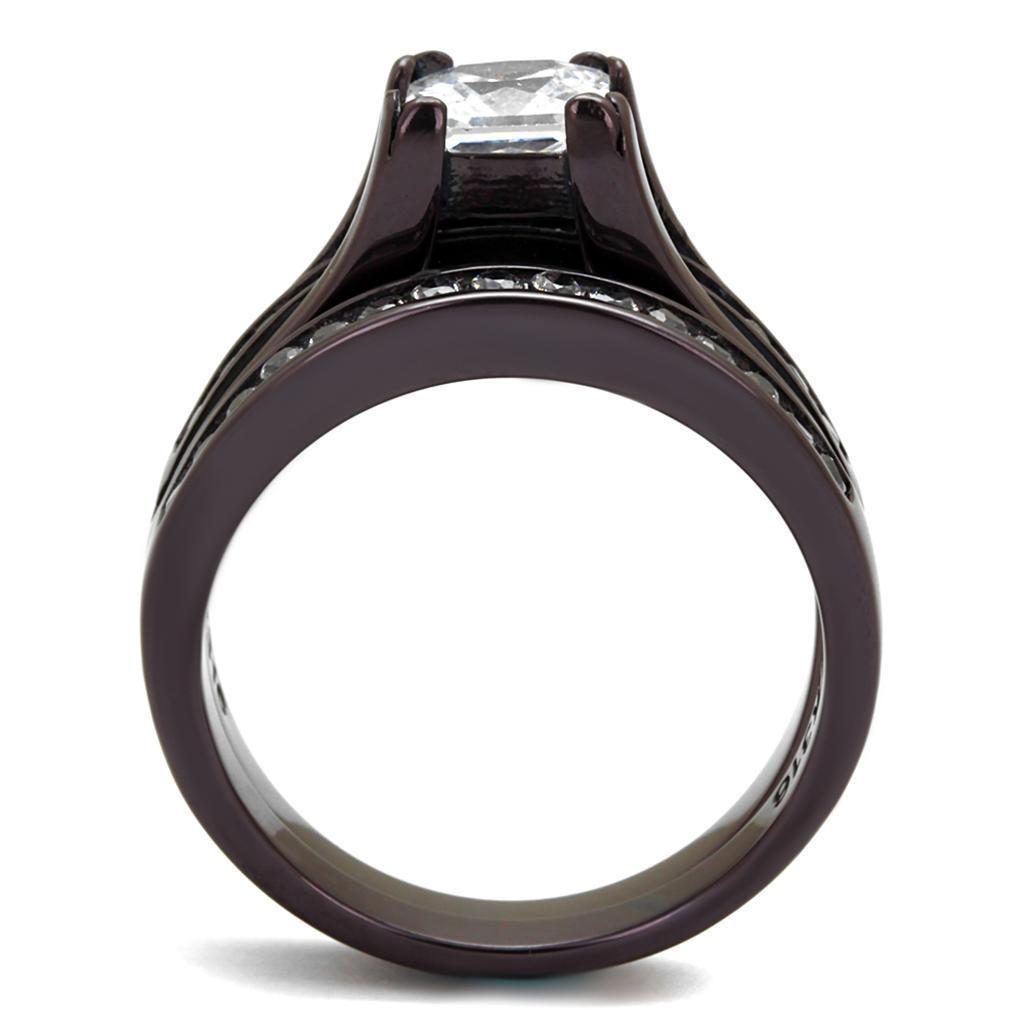 Womens Coffee Brown Ring Anillo Cafe Para Mujer 316L Stainless Steel with AAA Grade CZ in Clear Abruzzi - Jewelry Store by Erik Rayo