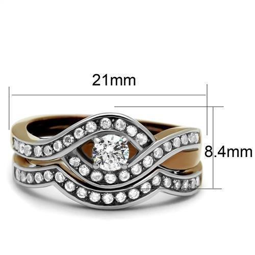 Womens Coffee Brown Ring Anillo Cafe Para Mujer 316L Stainless Steel with AAA Grade CZ in Clear Anagi - Jewelry Store by Erik Rayo