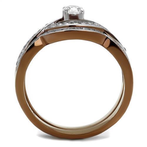 Womens Coffee Brown Ring Anillo Cafe Para Mujer 316L Stainless Steel with AAA Grade CZ in Clear Anagi - Jewelry Store by Erik Rayo