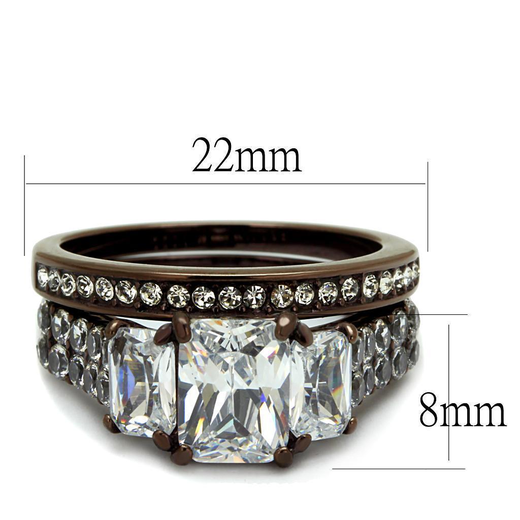 Womens Coffee Brown Ring Anillo Cafe Para Mujer 316L Stainless Steel with AAA Grade CZ in Clear Avera - Jewelry Store by Erik Rayo