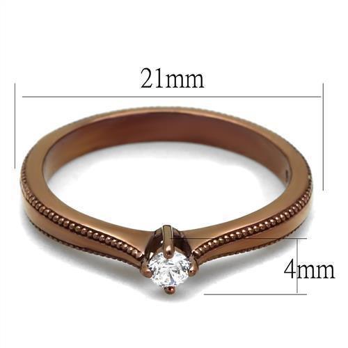 Womens Coffee Brown Ring Anillo Cafe Para Mujer 316L Stainless Steel with AAA Grade CZ in Clear Campania - Jewelry Store by Erik Rayo