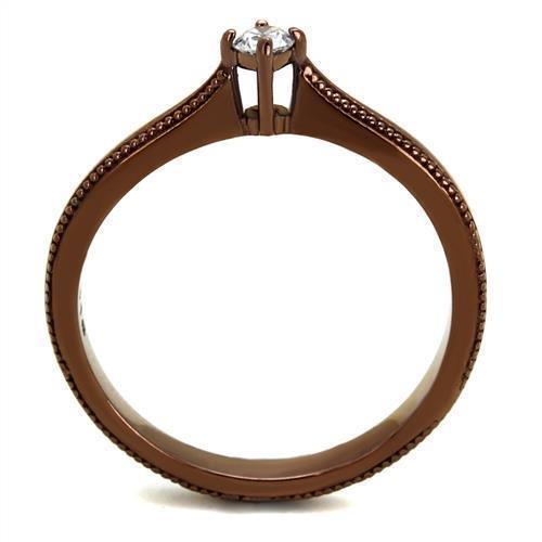 Womens Coffee Brown Ring Anillo Cafe Para Mujer 316L Stainless Steel with AAA Grade CZ in Clear Campania - Jewelry Store by Erik Rayo