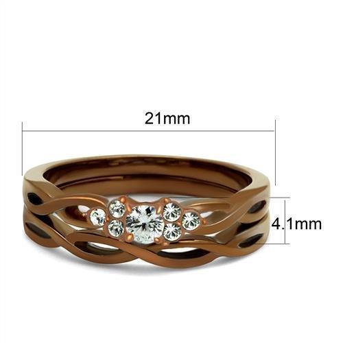 Womens Coffee Brown Ring Anillo Cafe Para Mujer 316L Stainless Steel with AAA Grade CZ in Clear Cori - Jewelry Store by Erik Rayo