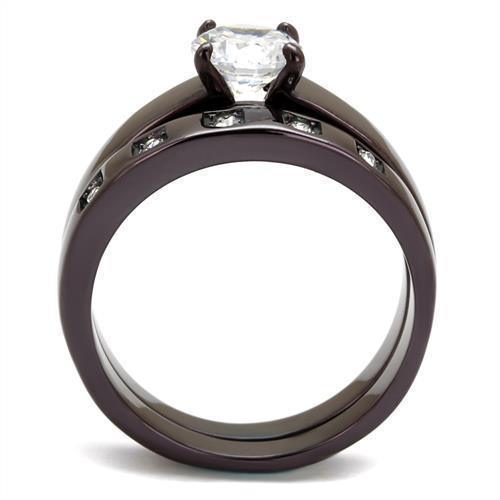 Womens Coffee Brown Ring Anillo Cafe Para Mujer 316L Stainless Steel with AAA Grade CZ in Clear Crotone - Jewelry Store by Erik Rayo