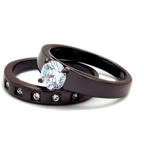 Womens Coffee Brown Ring Anillo Cafe Para Mujer 316L Stainless Steel with AAA Grade CZ in Clear Crotone - Jewelry Store by Erik Rayo