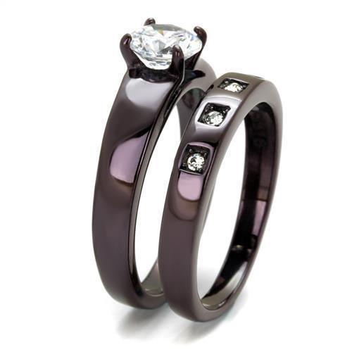 Womens Coffee Brown Ring Anillo Cafe Para Mujer 316L Stainless Steel with AAA Grade CZ in Clear Crotone - Jewelry Store by Erik Rayo