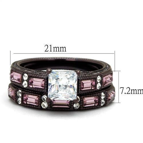 Womens Coffee Brown Ring Anillo Cafe Para Mujer 316L Stainless Steel with AAA Grade CZ in Clear Melfi - Jewelry Store by Erik Rayo