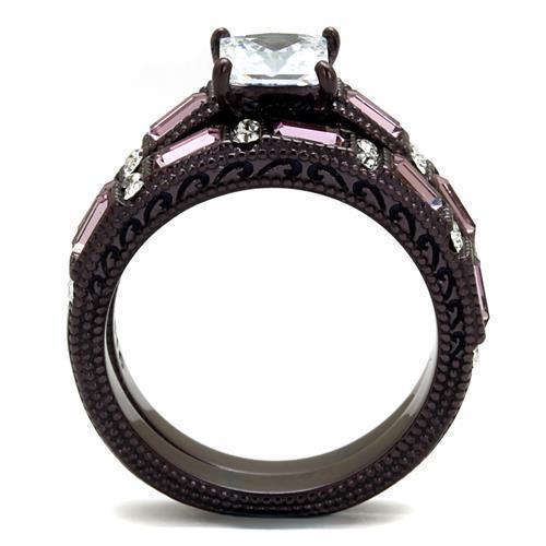 Womens Coffee Brown Ring Anillo Cafe Para Mujer 316L Stainless Steel with AAA Grade CZ in Clear Melfi - Jewelry Store by Erik Rayo