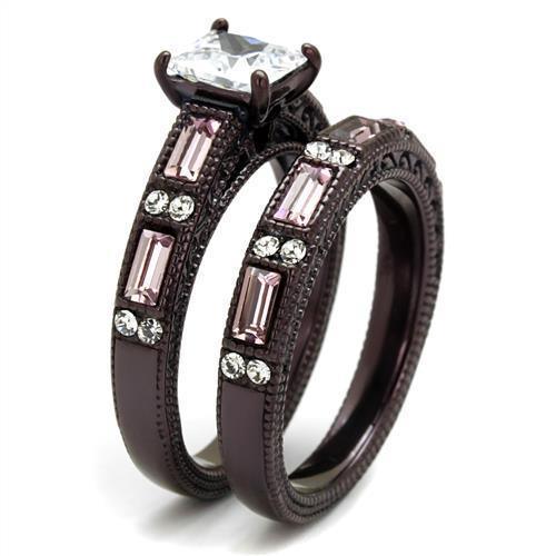 Womens Coffee Brown Ring Anillo Cafe Para Mujer 316L Stainless Steel with AAA Grade CZ in Clear Melfi - Jewelry Store by Erik Rayo