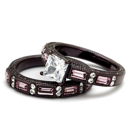 Womens Coffee Brown Ring Anillo Cafe Para Mujer 316L Stainless Steel with AAA Grade CZ in Clear Melfi - Jewelry Store by Erik Rayo