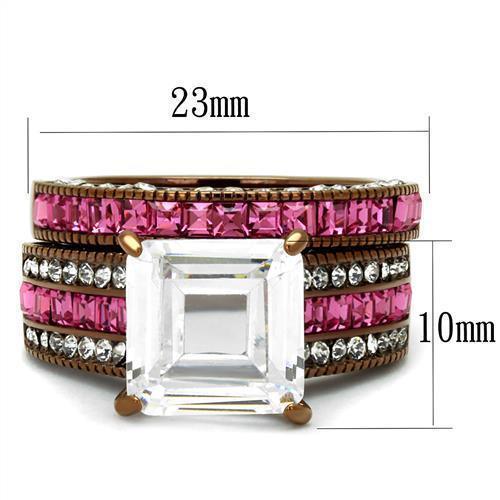 Womens Coffee Brown Ring Anillo Cafe Para Mujer 316L Stainless Steel with AAA Grade CZ in Clear Piacenza - Jewelry Store by Erik Rayo