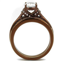 Load image into Gallery viewer, Womens Coffee Brown Ring Anillo Cafe Para Mujer 316L Stainless Steel with AAA Grade CZ in Clear Potenza - Jewelry Store by Erik Rayo
