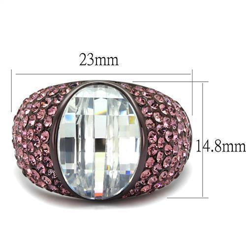Womens Coffee Brown Ring Anillo Cafe Para Mujer 316L Stainless Steel with AAA Grade CZ in Clear Sulmona - Jewelry Store by Erik Rayo