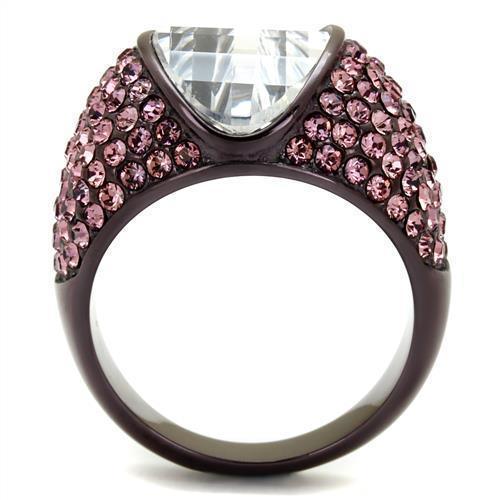 Womens Coffee Brown Ring Anillo Cafe Para Mujer 316L Stainless Steel with AAA Grade CZ in Clear Sulmona - Jewelry Store by Erik Rayo