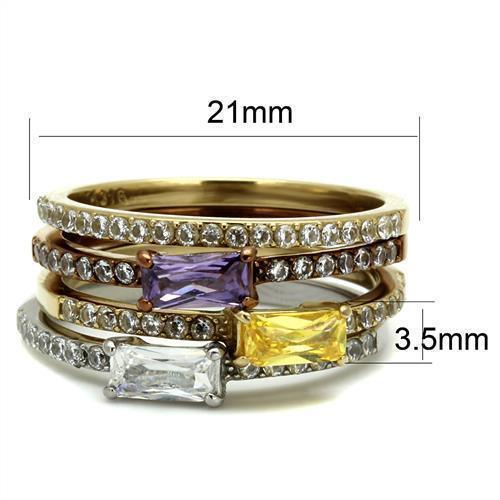 Womens Coffee Brown Ring Anillo Cafe Para Mujer 316L Stainless Steel with AAA Grade CZ in Multi Color Cassino - Jewelry Store by Erik Rayo