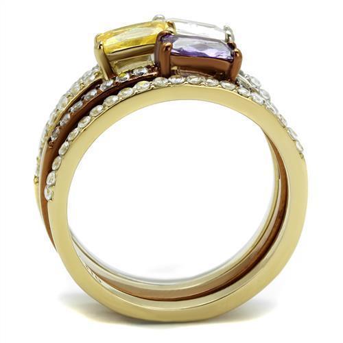Womens Coffee Brown Ring Anillo Cafe Para Mujer 316L Stainless Steel with AAA Grade CZ in Multi Color Cassino - Jewelry Store by Erik Rayo