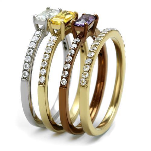 Womens Coffee Brown Ring Anillo Cafe Para Mujer 316L Stainless Steel with AAA Grade CZ in Multi Color Cassino - Jewelry Store by Erik Rayo