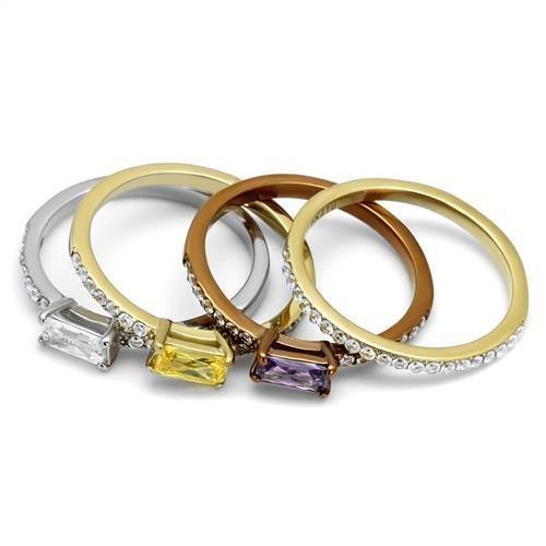 Womens Coffee Brown Ring Anillo Cafe Para Mujer 316L Stainless Steel with AAA Grade CZ in Multi Color Cassino - Jewelry Store by Erik Rayo