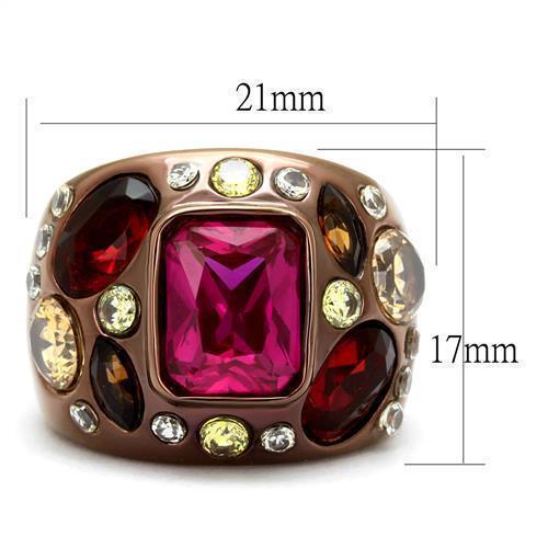 Womens Coffee Brown Ring Anillo Cafe Para Mujer 316L Stainless Steel with AAA Grade CZ in Ruby Annunziata - Jewelry Store by Erik Rayo