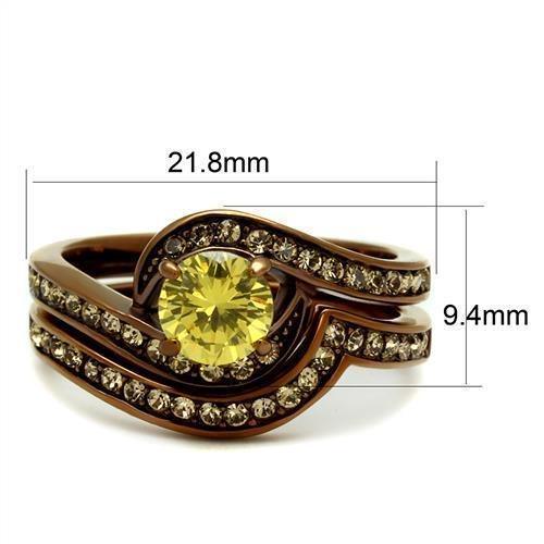Womens Coffee Brown Ring Anillo Cafe Para Mujer 316L Stainless Steel with AAA Grade CZ in Topaz Bolsena - Jewelry Store by Erik Rayo