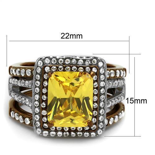 Womens Coffee Brown Ring Anillo Cafe Para Mujer 316L Stainless Steel with AAA Grade CZ in Topaz Civita - Jewelry Store by Erik Rayo