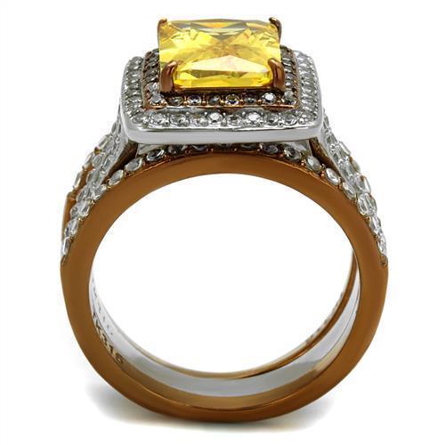 Womens Coffee Brown Ring Anillo Cafe Para Mujer 316L Stainless Steel with AAA Grade CZ in Topaz Civita - Jewelry Store by Erik Rayo