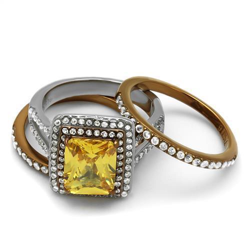 Womens Coffee Brown Ring Anillo Cafe Para Mujer 316L Stainless Steel with AAA Grade CZ in Topaz Civita - Jewelry Store by Erik Rayo