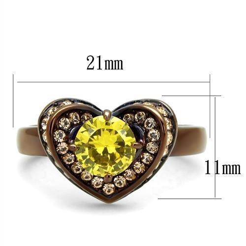 Womens Coffee Brown Ring Anillo Cafe Para Mujer 316L Stainless Steel with AAA Grade CZ in Topaz Faenza - Jewelry Store by Erik Rayo