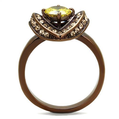 Womens Coffee Brown Ring Anillo Cafe Para Mujer 316L Stainless Steel with AAA Grade CZ in Topaz Faenza - Jewelry Store by Erik Rayo