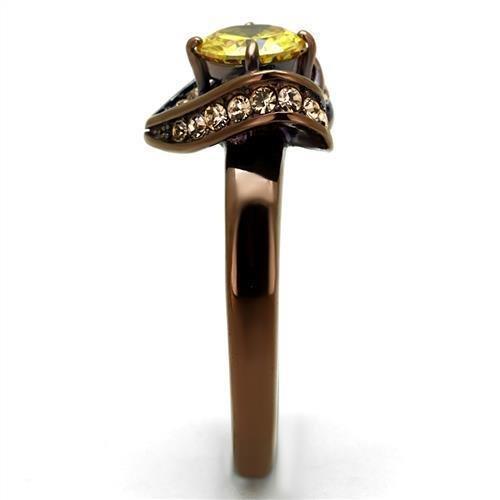 Womens Coffee Brown Ring Anillo Cafe Para Mujer 316L Stainless Steel with AAA Grade CZ in Topaz Faenza - Jewelry Store by Erik Rayo
