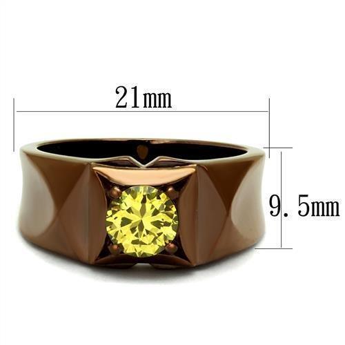 Womens Coffee Brown Ring Anillo Cafe Para Mujer 316L Stainless Steel with AAA Grade CZ in Topaz Lugo - Jewelry Store by Erik Rayo