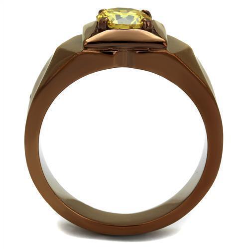 Womens Coffee Brown Ring Anillo Cafe Para Mujer 316L Stainless Steel with AAA Grade CZ in Topaz Lugo - Jewelry Store by Erik Rayo