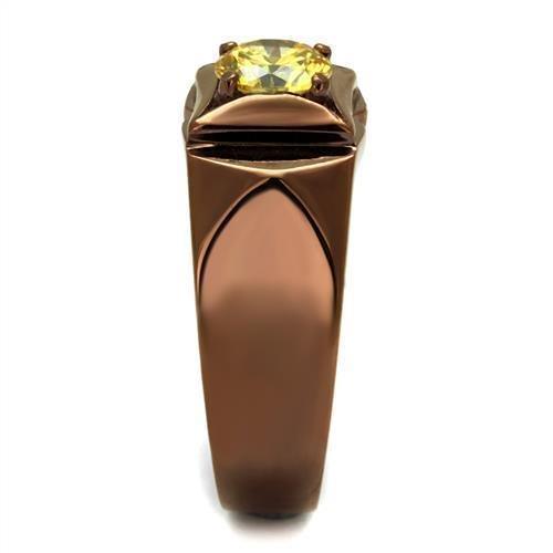 Womens Coffee Brown Ring Anillo Cafe Para Mujer 316L Stainless Steel with AAA Grade CZ in Topaz Lugo - Jewelry Store by Erik Rayo