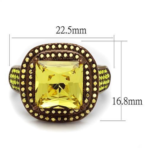 Womens Coffee Brown Ring Anillo Cafe Para Mujer 316L Stainless Steel with AAA Grade CZ in Topaz Naples - Jewelry Store by Erik Rayo