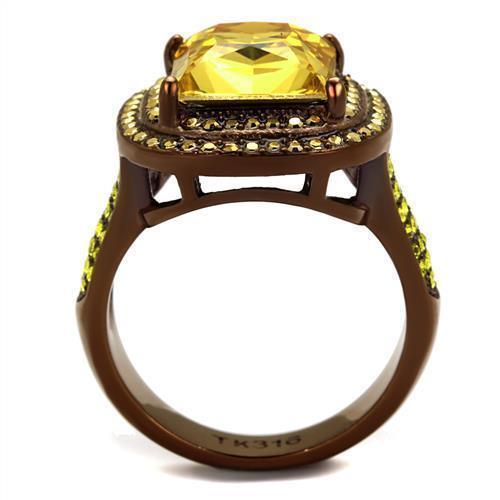 Womens Coffee Brown Ring Anillo Cafe Para Mujer 316L Stainless Steel with AAA Grade CZ in Topaz Naples - Jewelry Store by Erik Rayo
